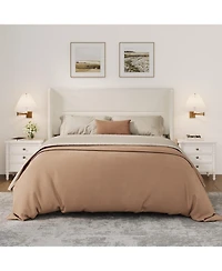 gaomon Bed Frame with Wingback Headboard, Velvet Upholstered Platform Bedframe Wood Slats, No Box Spring Needed