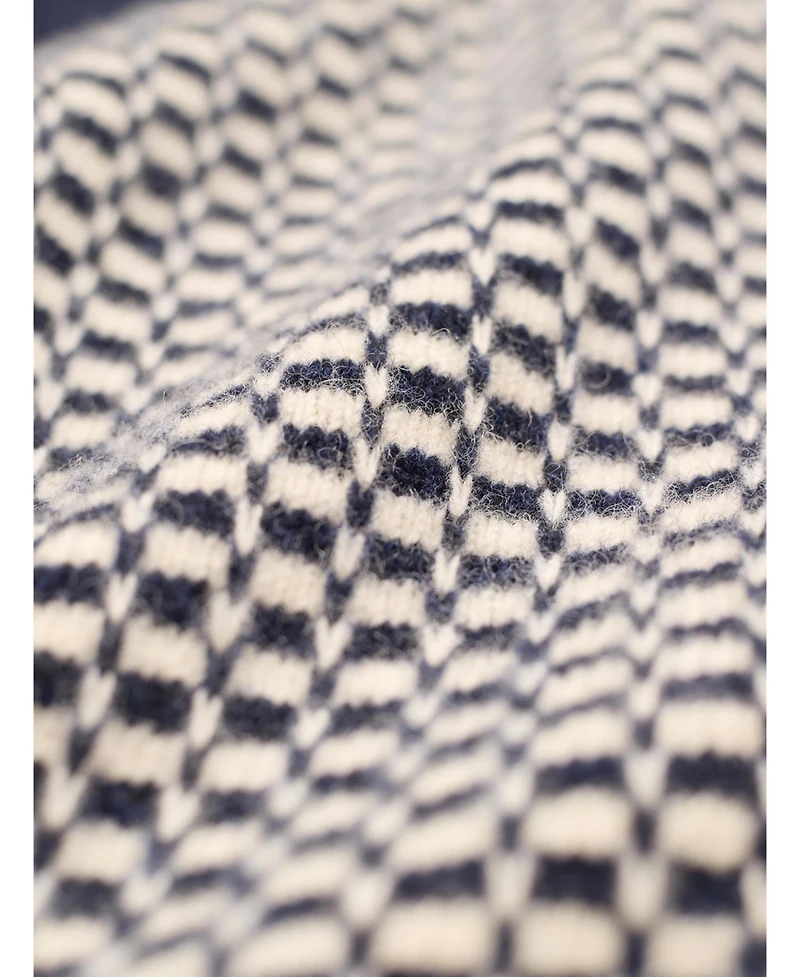 Celtic & Co. Women's Micro Check Funnel Neck Sweater