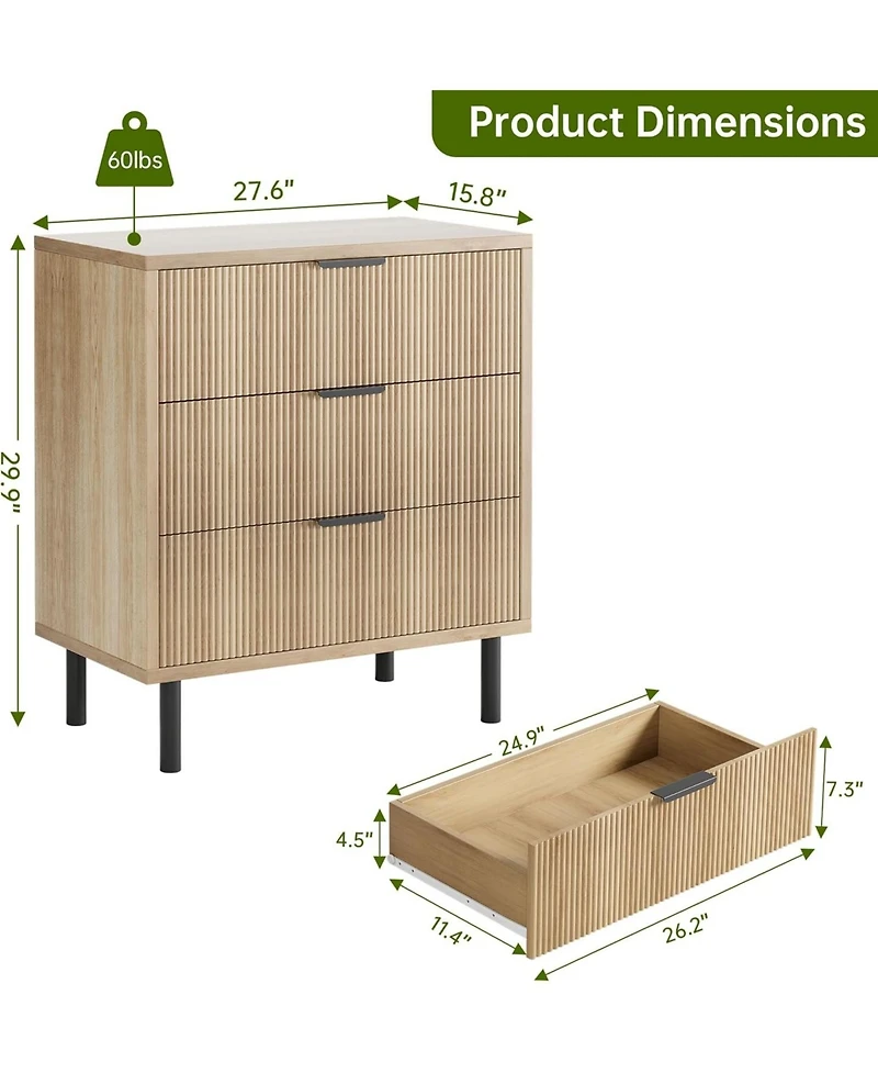 gaomon Fluted Dresser with Drawers