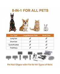 Aronkl Pet Grooming Kit: Slicker Brush, Shampoo Brush, Bath Brush, Gloves, Towel