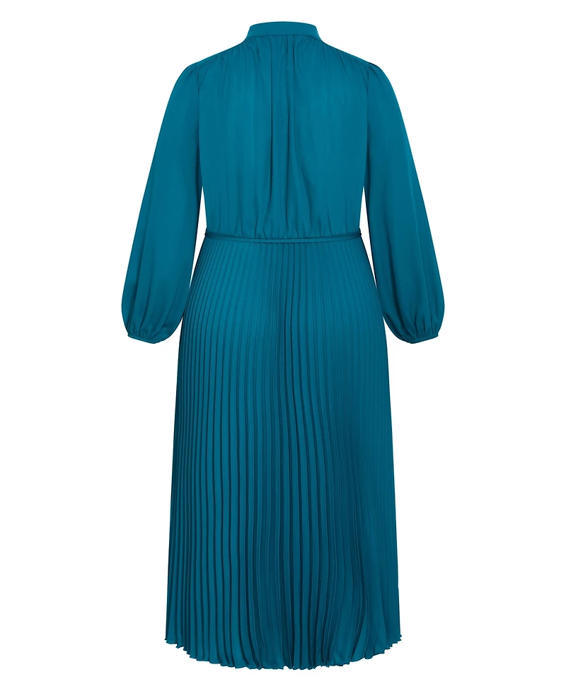 City Chic Women's Halle Long Sleeve Pleat Dress