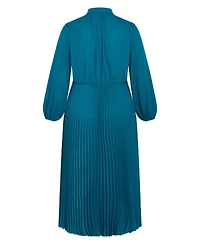 City Chic Women's Halle Long Sleeve Pleat Dress