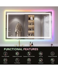 Homfan Led Bathroom Mirror 60" x 36", Front & Backlit Vanity Mirror with Dimmable Lights, Anti Fog & 3 Color Temperature