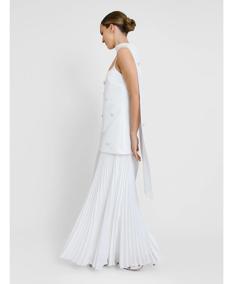 Six Stories Women's Embellished Pearl Strappy Maxi Dress