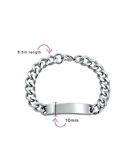 Bling Jewelry Blank Id Identification Bracelet Stainless Steel Curb Link Chain 7.5, 8, 8.5 Inch