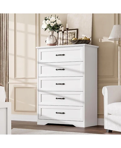 gaomon Farmhouse 5 Drawers Dresser for Bedroom, 44'' Tall Chest of Drawer