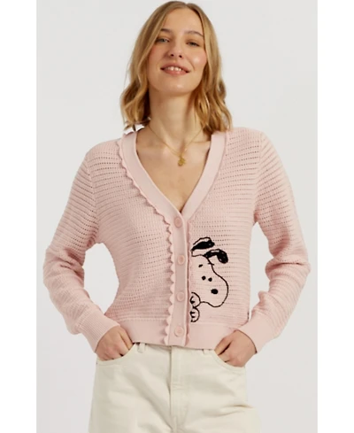 Chinti & Parker Women's and Cotton Snoopy Crochet Peekabo Cardigan