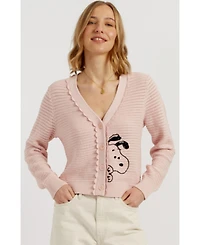 Chinti & Parker Women's and Cotton Snoopy Crochet Peekabo Cardigan
