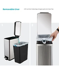 Home Zone Living 8 Gallon Slim Stainless Steel Kitchen Trash Can with Reeded Pattern, Step Pedal and Soft-Close Lid