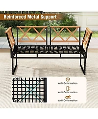 Gymax Set Of 7 Outdoor Conversation Set Acacia Wood Chairs & Coffee Tables Set w/Ottomans