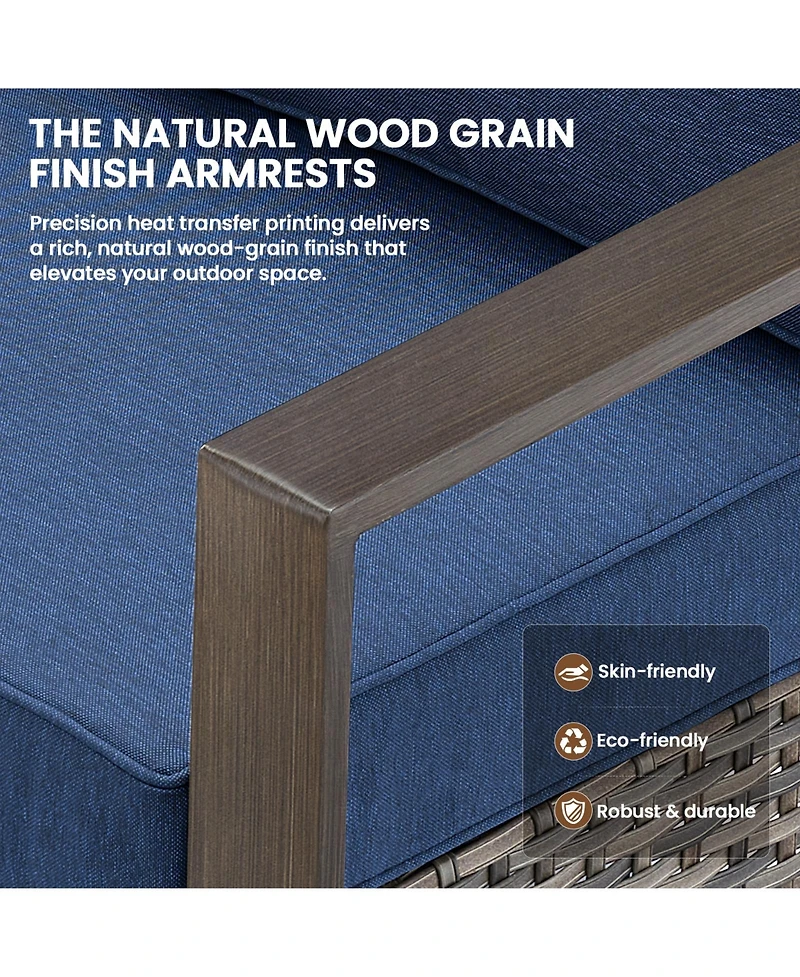 Gymojoy 5 Pieces Patio Furniture Set, Rattan Wicker Outdoor, 4 Swivel Chairs w/30in Propane Fire Pit Table and Thickened Cushions