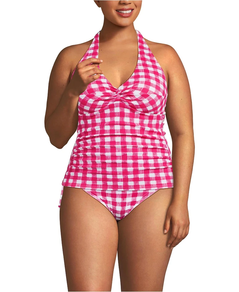 Lands' End Women's Pique Knot Twist Halter Tankini Top