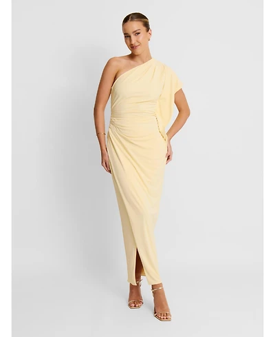 Six Stories Women's Asymmetric Stretch Gathered Maxi Dress