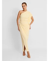 Six Stories Women's Asymmetric Stretch Gathered Maxi Dress