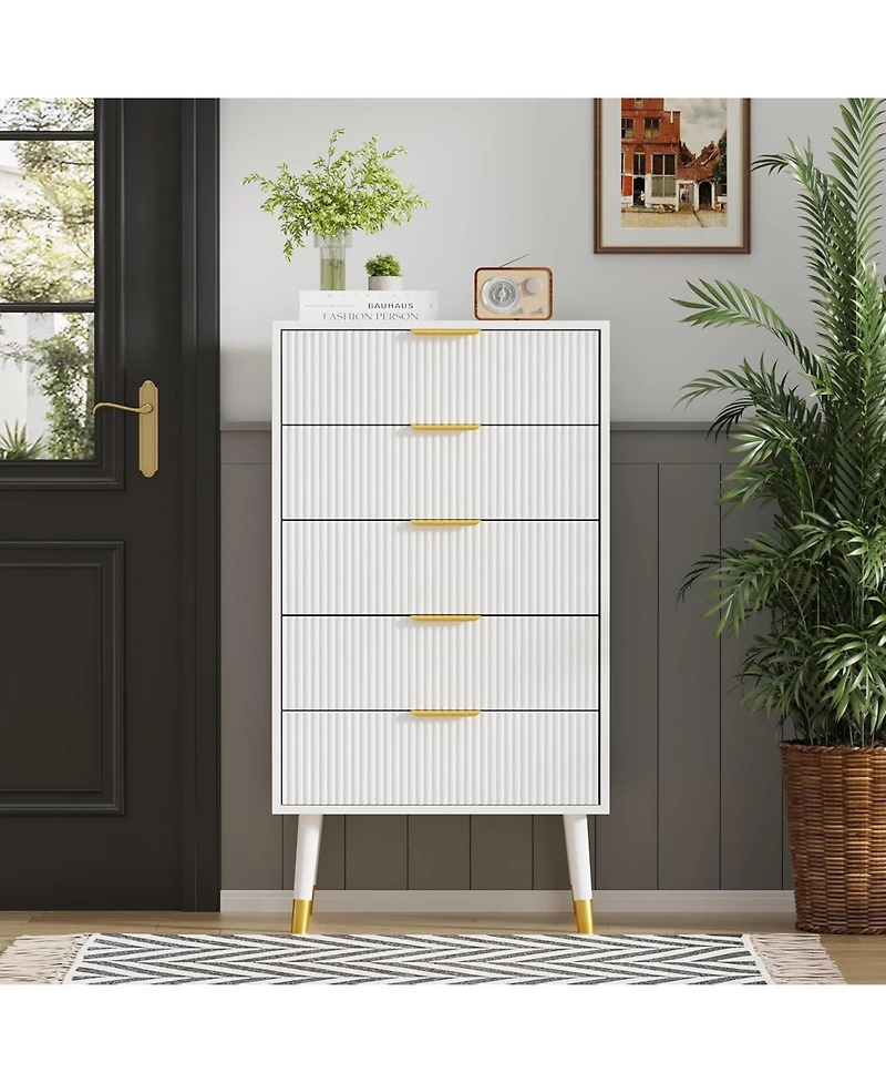 gaomon 5 Drawer Dresser for Bedroom, Modern Closet Dressers Chest of Drawers