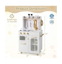 Hongge Kids Kitchen Set Pretend Play Kitchen with Stoves Faucet Sink Telephone Microwave and Oven