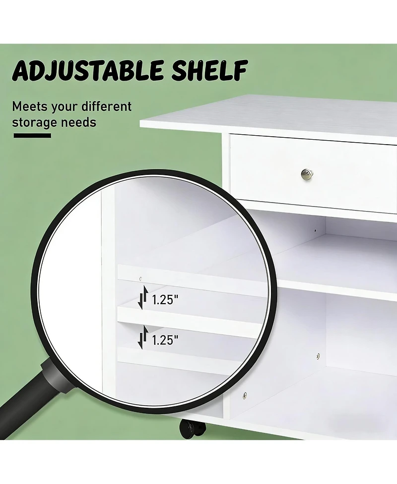 Rainsken Rolling File Cabinet Cart with Wheels, Mobile Printer Stand with Drawer and Adjustable Shelf for Home Office