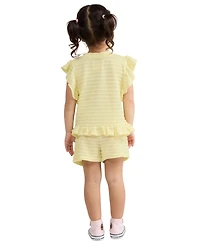 Levi's Toddler Girls' 2T-5T Ruffle Round Neck Top & Shorts, 2-Piece Set