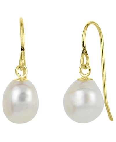 Macy's Cultured Freshwater Pearl (9-10mm) Drop Earrings in 14k Gold-Plated Sterling Silver