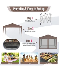 Mecale 10x10 ft Pop-Up Canopy Tent with Mesh Netting, Instant Setup