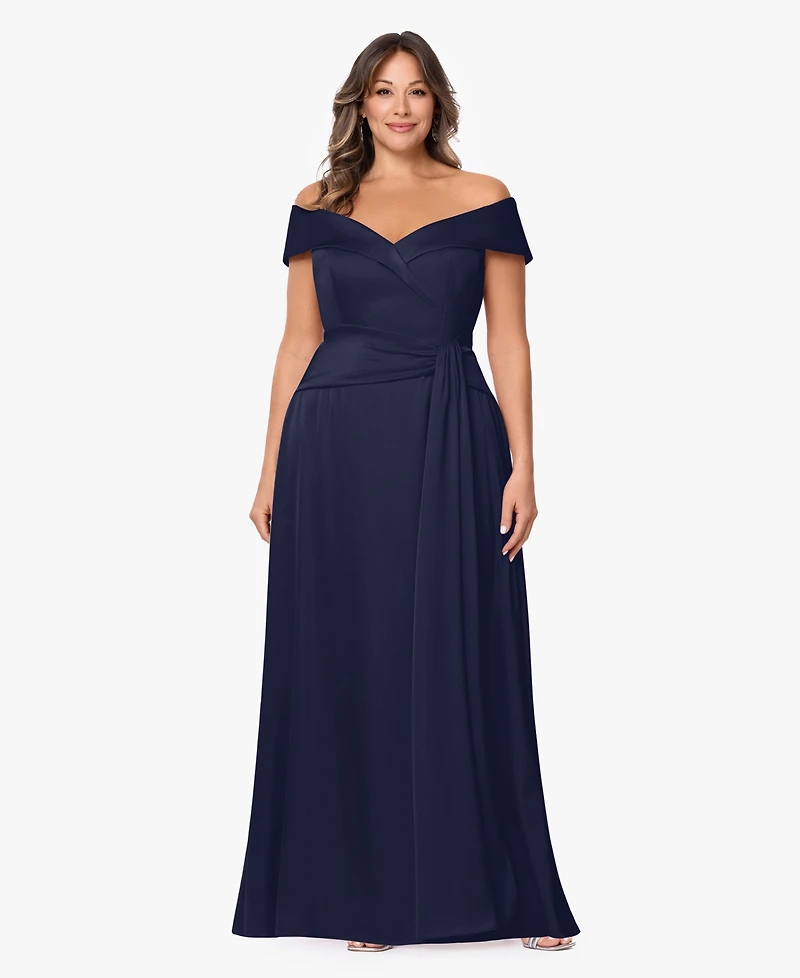 Xscape Plus Off-The-Shoulder A-Line Gown
