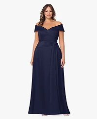 Xscape Plus Off-The-Shoulder A-Line Gown