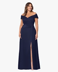Xscape Plus Off-The-Shoulder A-Line Gown