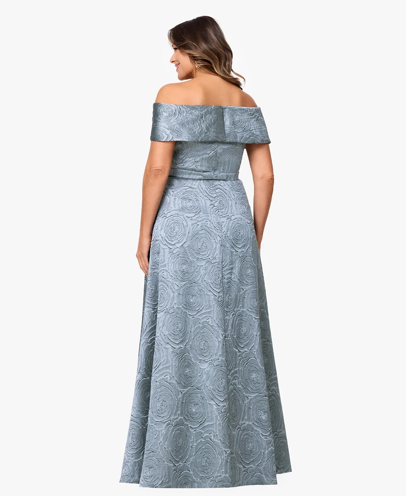Xscape Plus Off-The-Shoulder A-Line Gown
