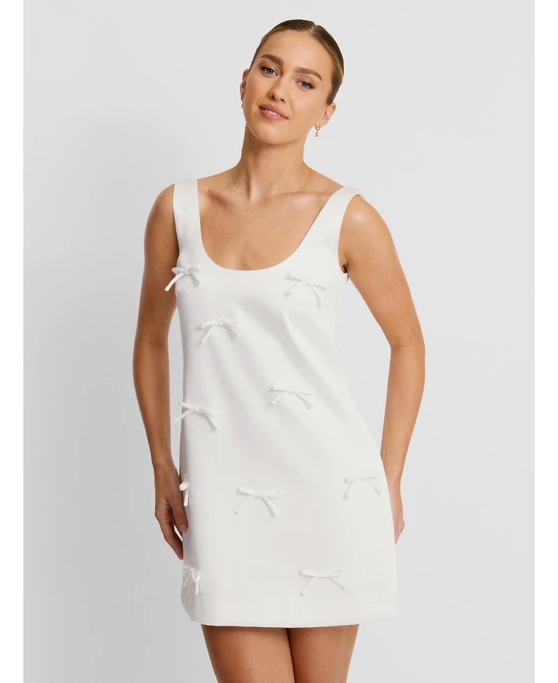 Six Stories Women's Scoop Neck Bow Detail Mini Dress