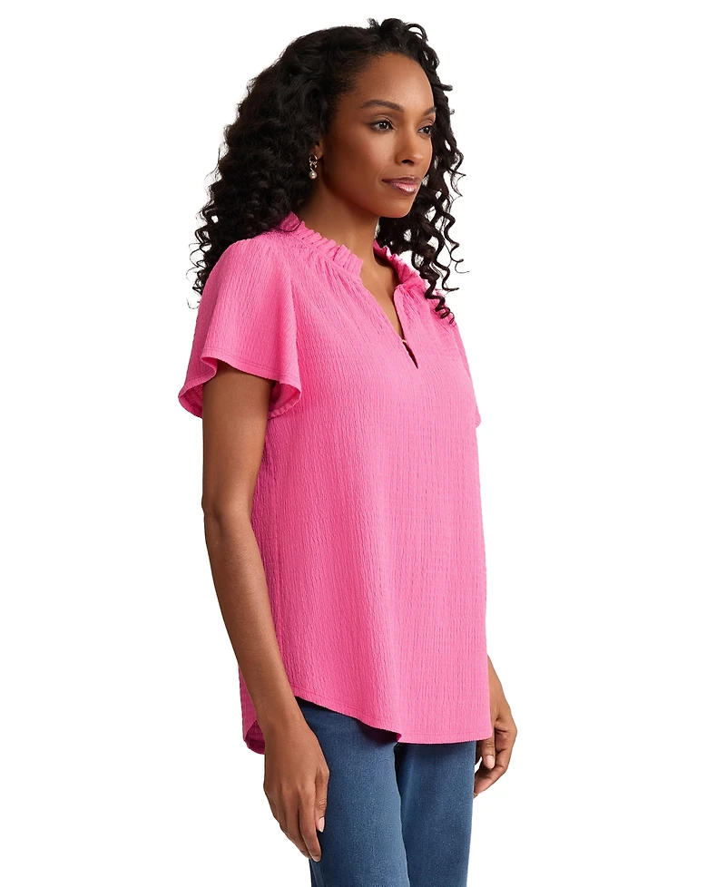 Jones New York Women's Flutter-Sleeve V-Neck Top