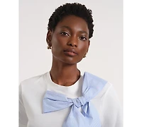 Isaac Mizrahi Women's Short-Sleeve Bow Knit T-Shirt