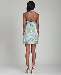 Avec Les Filles Women's Paisley Halter Neck Mini Dress