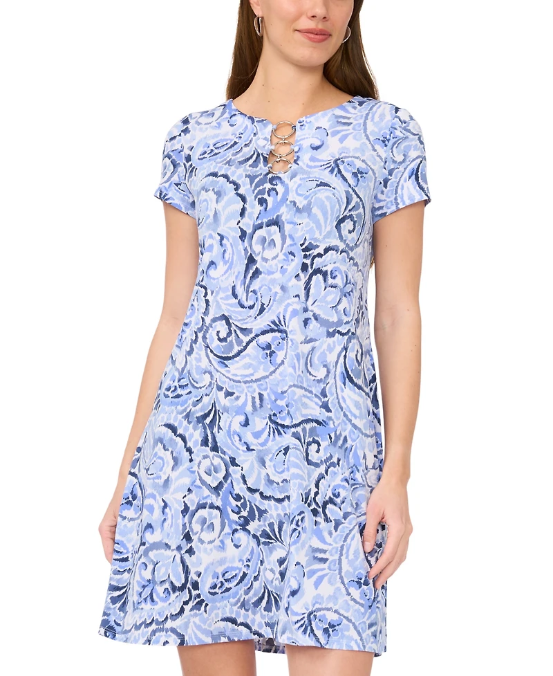 Msk Women's Short-Sleeve Crewneck Dress