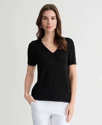 Kasper Petite Short-Sleeve V-Neck Sweater
