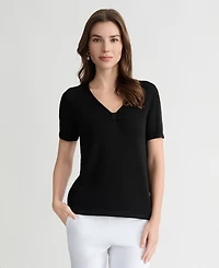 Kasper Petite Short-Sleeve V-Neck Sweater