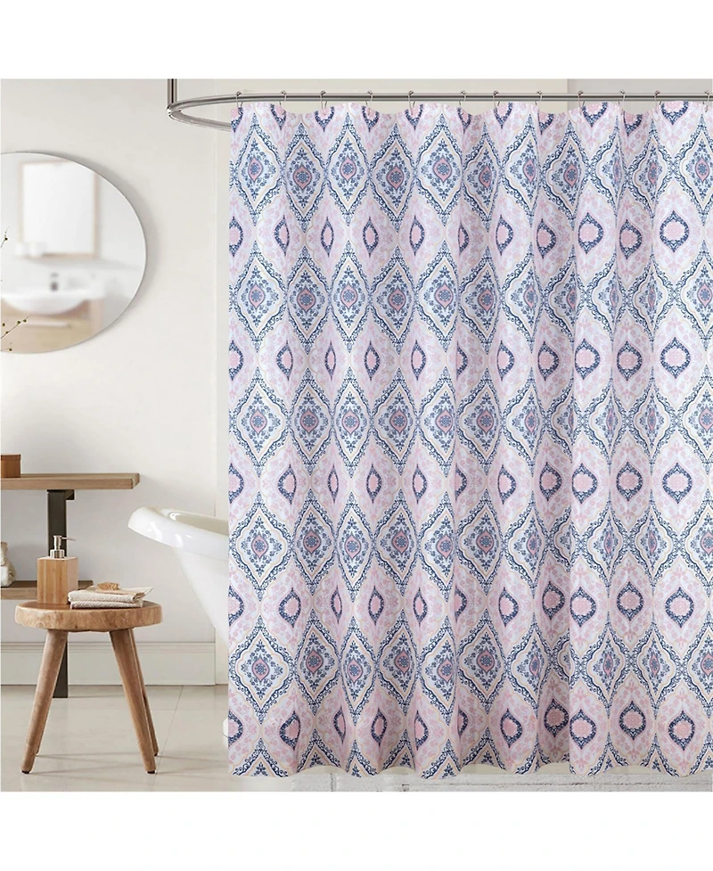 Rt Designers Collection 90 Gsm Printed Peva Glit Jaxx Shower Curtain 70" x 72" Blush