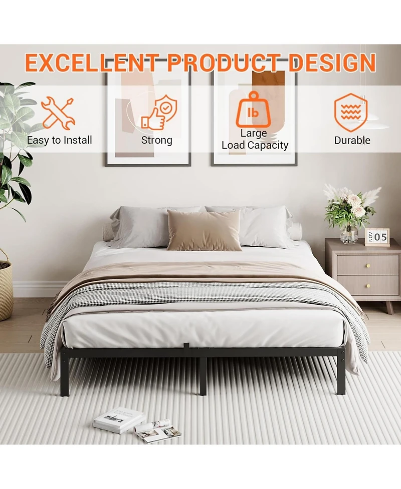 gaomon Full Metal Platform Bed Frame Heavy Duty Quiet Storage Slats No Box Spring Kid Friendly