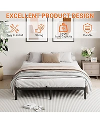 gaomon Full Metal Platform Bed Frame Heavy Duty Quiet Storage Slats No Box Spring Kid Friendly