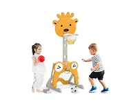 Hongge 4-in-1 Toddler Height Adjustable Basketball Hoop with Ring Toss for 3+ Kids