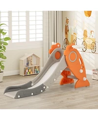 Mecale 4-in-1 Indoor Kids Slide with Basketball Hoop & Rings, Ages 3+