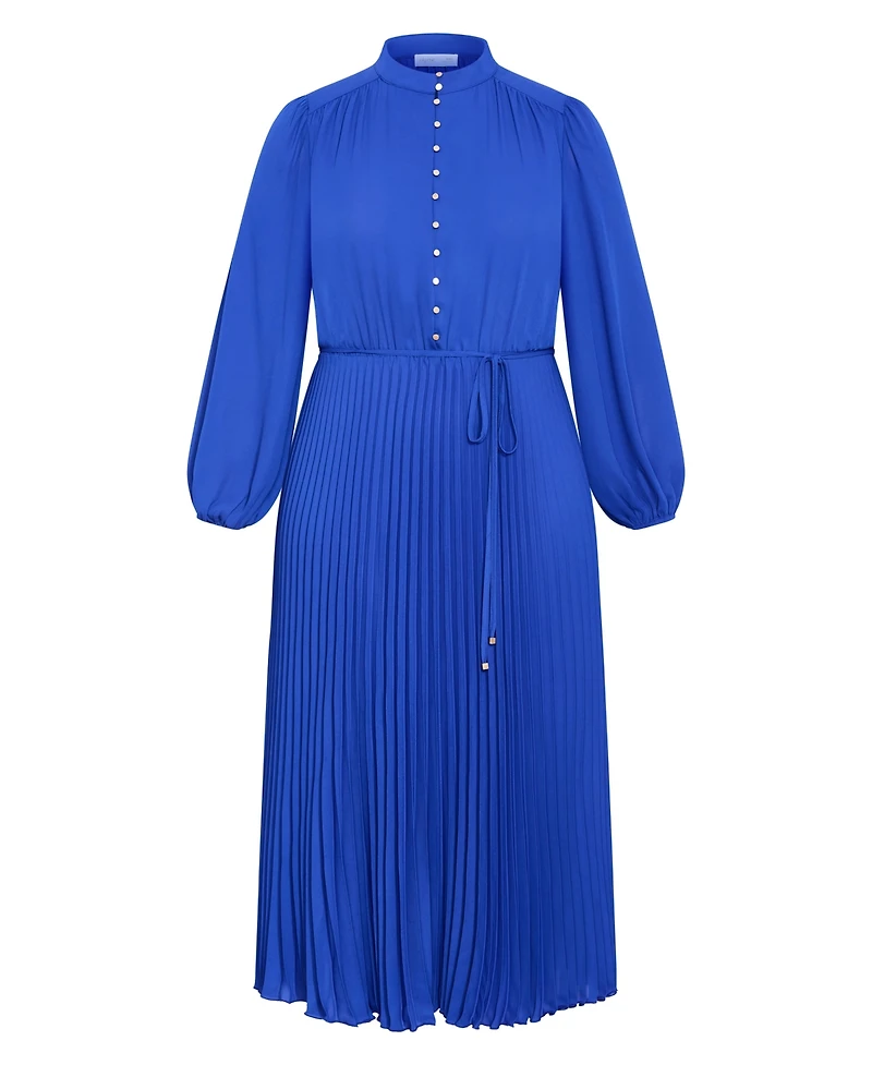 City Chic Women's Halle Long Sleeve Pleat Dress