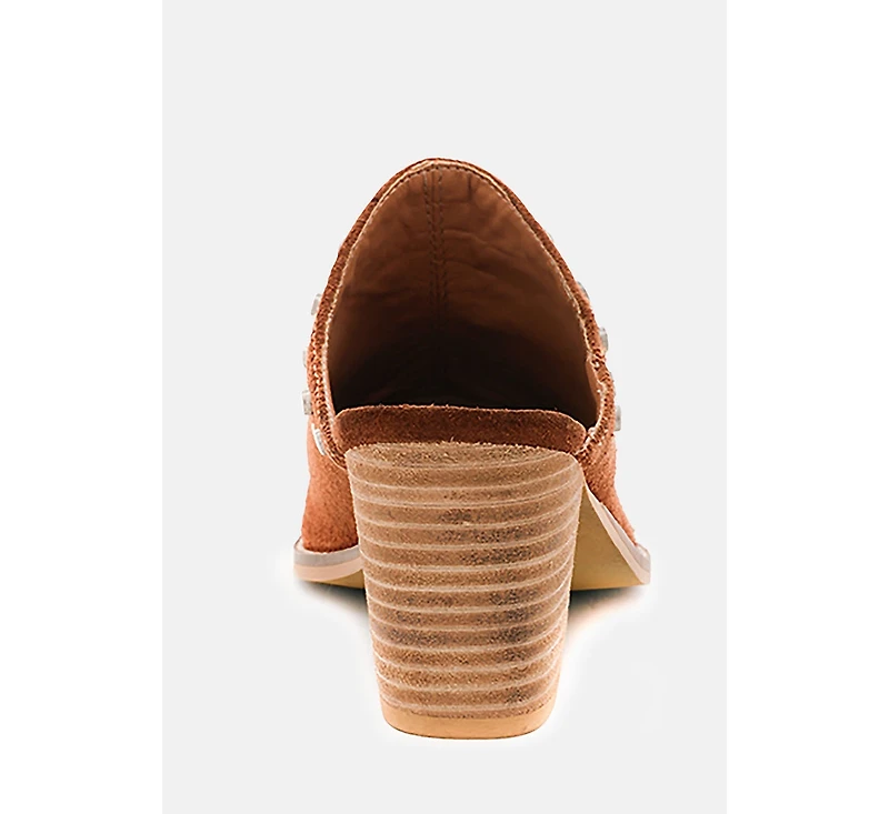 Leslie Womens Stacked Heel Mules