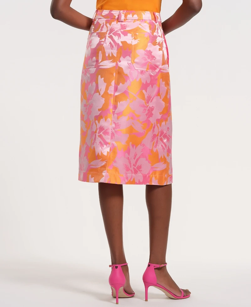 Isaac Mizrahi Women's Pull-On Midi Floral Skirt