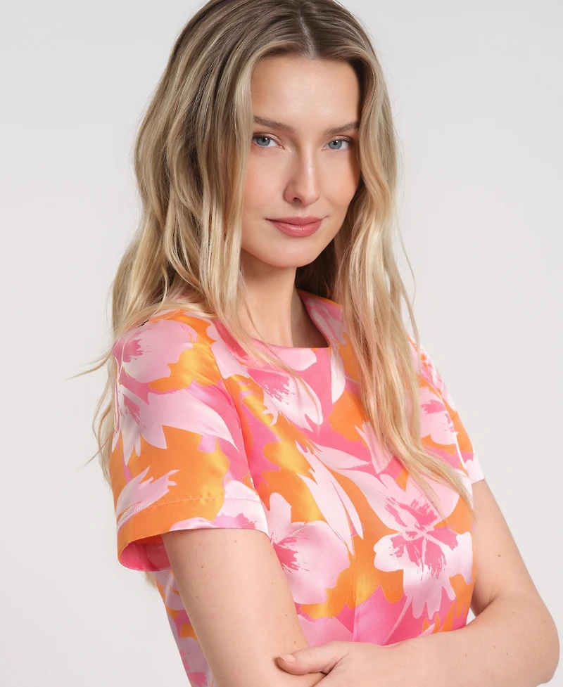 Isaac Mizrahi Women's Short-Sleeve Mini Floral Dress