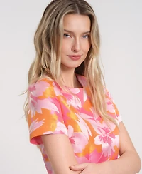 Isaac Mizrahi Women's Short-Sleeve Mini Floral Dress