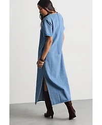 Warehouse Women's Denim Side Split Midi Dress