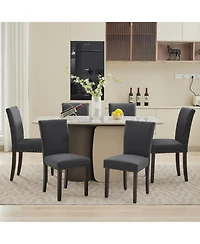 gaomon Set of 4 Linen Upholstered Parsons Dining Chairs with Nailhead Trim, Kitchen and Dining Room Seating