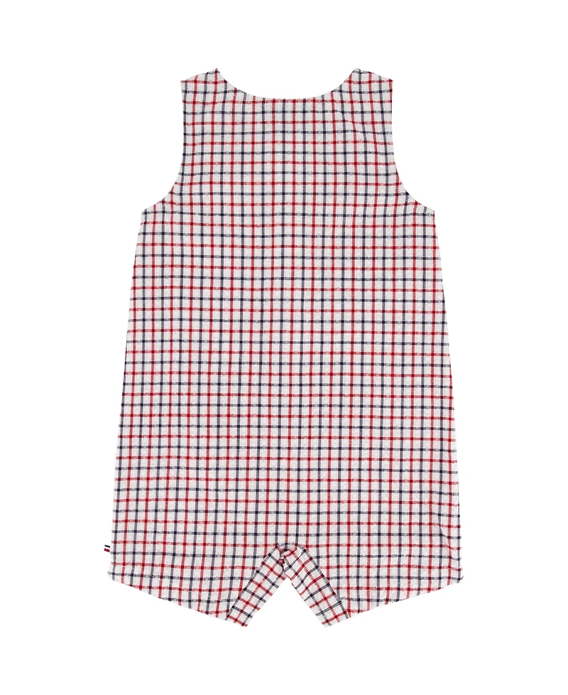 Tommy Hilfiger Baby Boys' Seersucker Check Sunsuit and Bucket Hat, 2-Piece Set