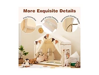 Hongge 3-4 Kids Large Play Tent House with 2 Opening Doors and Star Lights-Beige