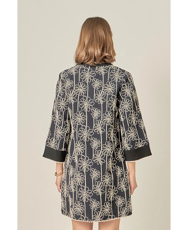 English Factory Women's Floral Embroidered Collar Mini Dress